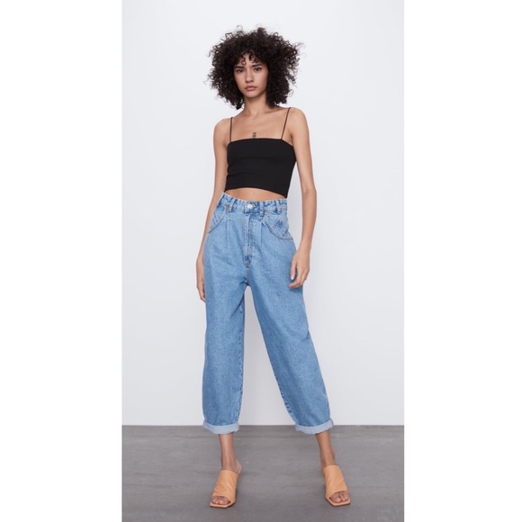 Zara slouchy jeans high waisted blue size 10 - Picture 2 of 6